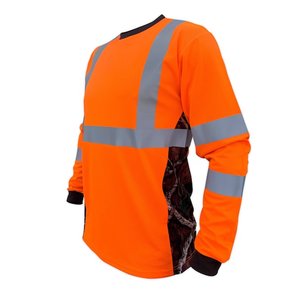 Safetyshirtz SS360 Deepwoods Camo Class 3 Long Sleeve T-Shirt, Safety Orange, M 56120118M - main